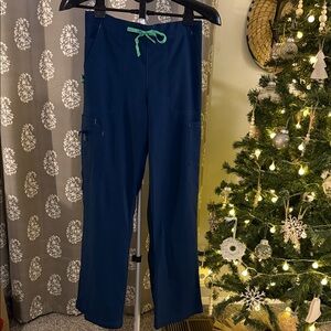 Carhartt Navy Blue Scrub Pants with Green Accents
